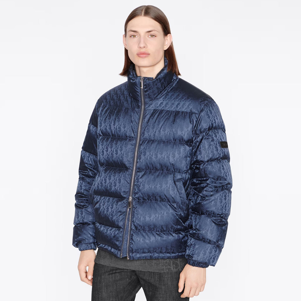 Dior Men's Winter Solid Color Logo Full Print Zipper Collar Down Long Sleeve Puffer Down Jacket #73421