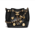 Chanel 2026 Spring/summer New Arrival Women's Heart-shaped Bow Emblem Bucket Bag Diamond-quilted Chain Strap Mini Crossbody Bags #196879
