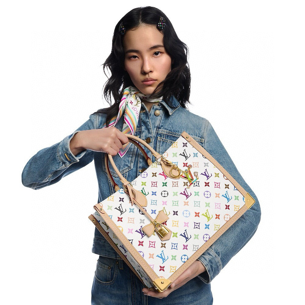Louis Vuitton LV x TM ONTHEGO Women's Colorful Letter Print Adjustable Shoulder Strap Coated Canvas Patchwork Cowhide Tote Shopping Bag Crossbody Bags #75635