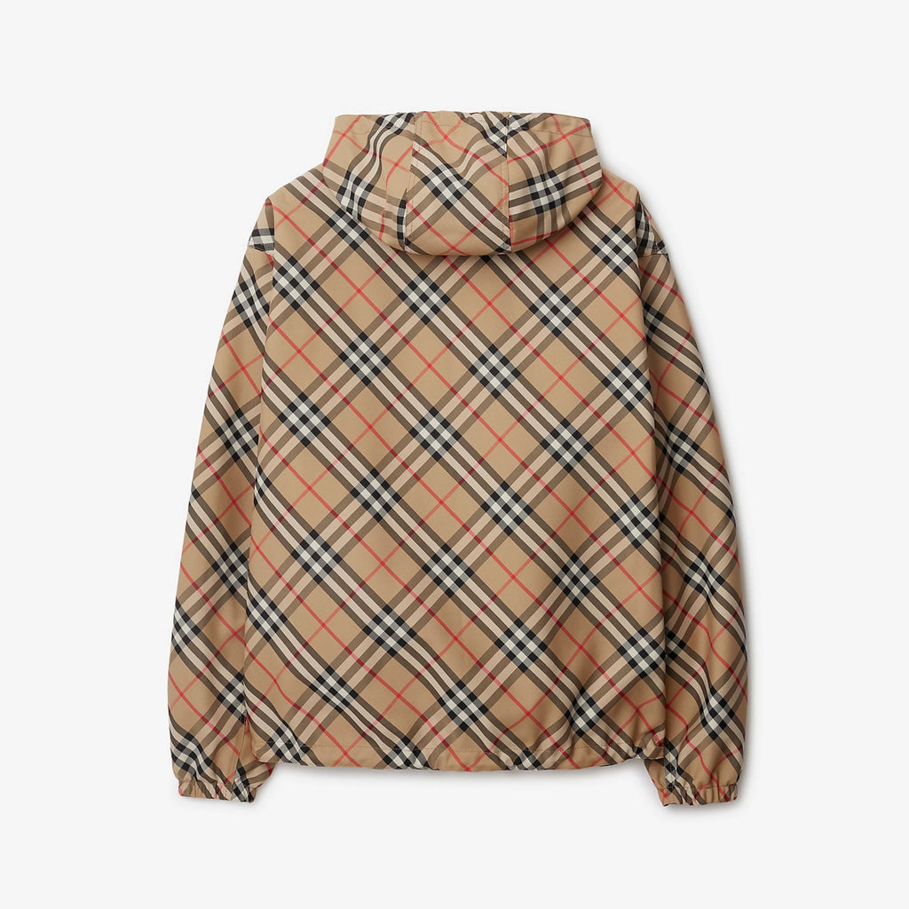 Burberry Men's Spring & Autumn Reversible Two Wear Plaid Jacket Equestrian Rider Logo Classic Drawstring Hooded Jacket #81224