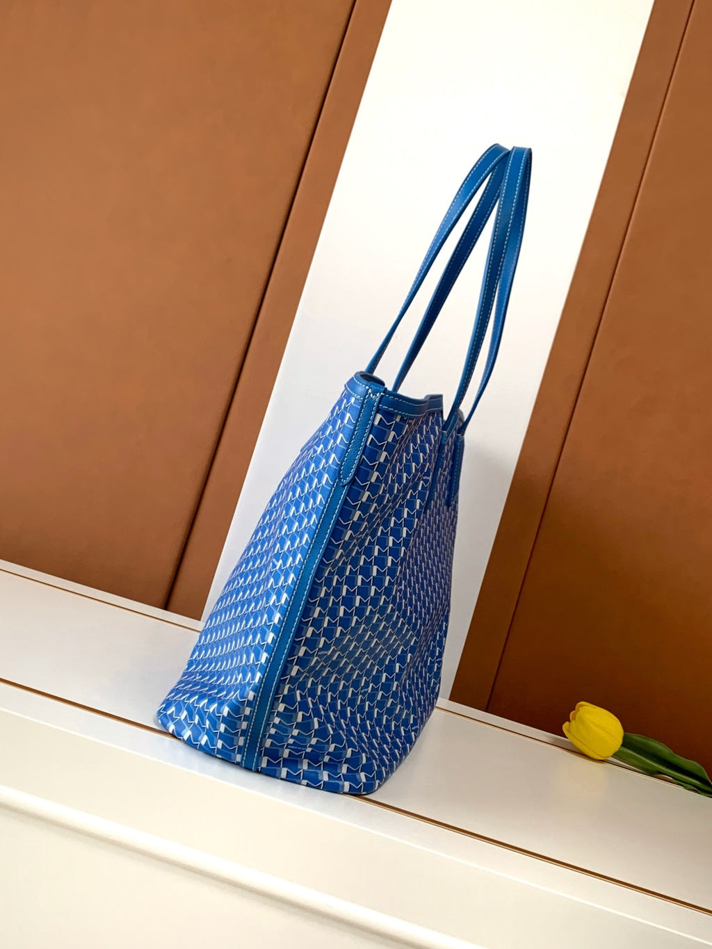 Moynat M Canvas Women's Classic Blue Canvas Tote Bag with Hook Closure Handheld and Shoulder Bag Bags #78698