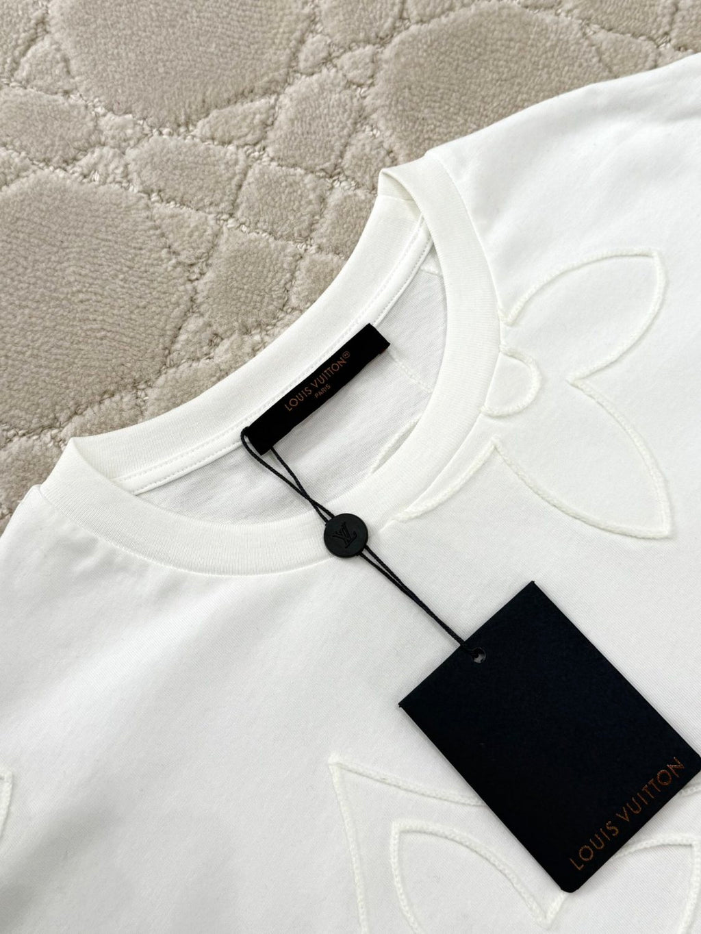 Louis Vuitton Men's Summer Embroidery Pattern Printed Solid Color Round Neck Cotton Short Sleeve T-Shirt #75389