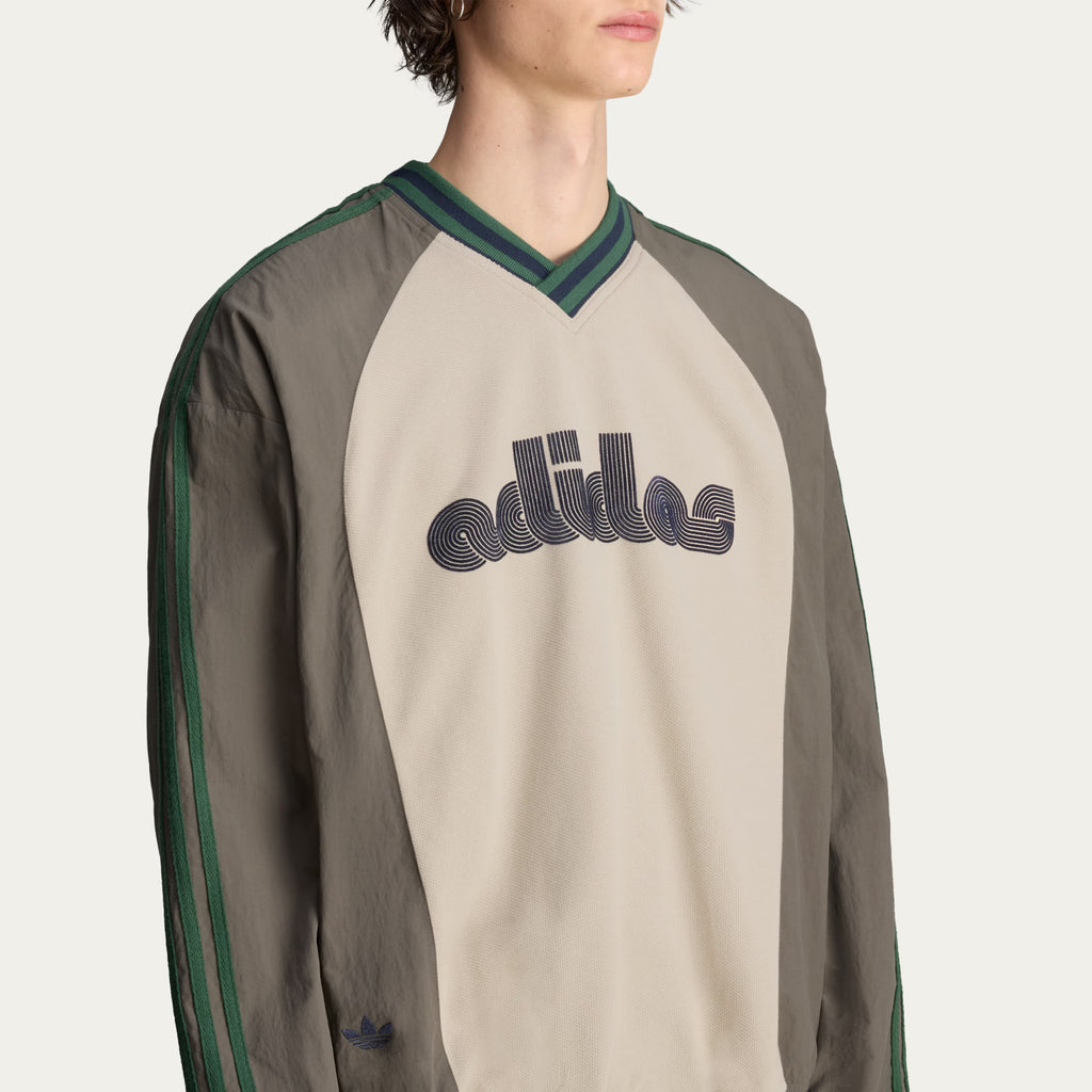 Adidas x Brain Dead Men's Spring/Summer Autumn Retro Color Contrasting Sports V-neck Hoodie Logo Long Sleeve Sweatshirt #81714