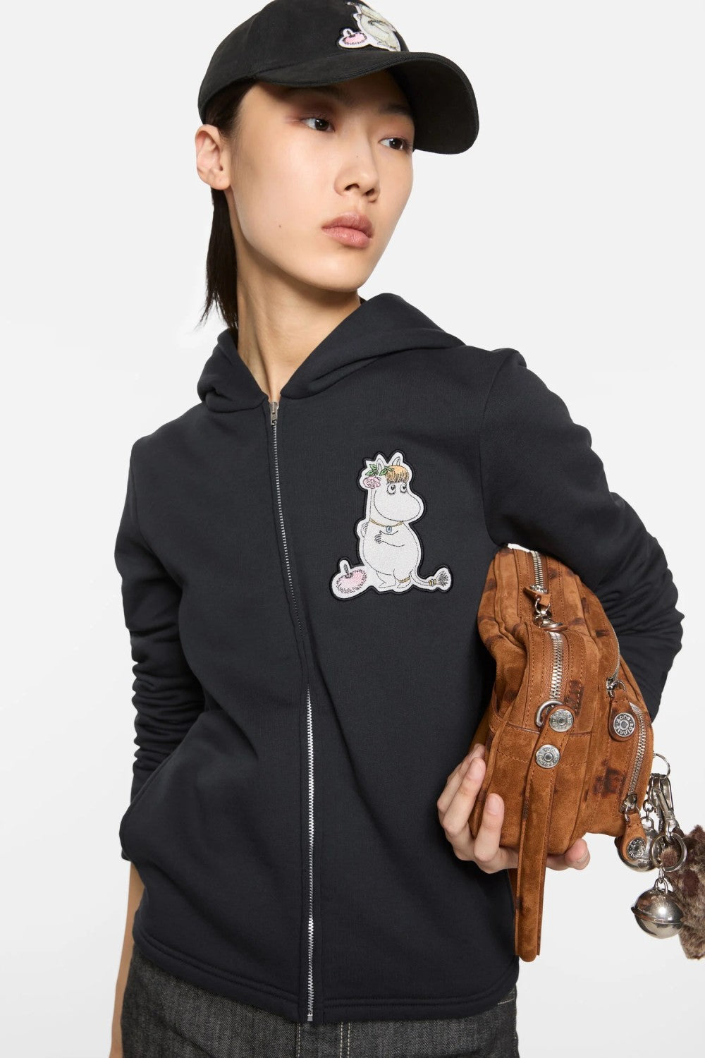 Acne Studios X Moomin Artist Tove Jansson Cartoon Print Fashion Trend Black Hooded Zipper Sweatshirt High Street Style Fall/winter Ngvp #2654