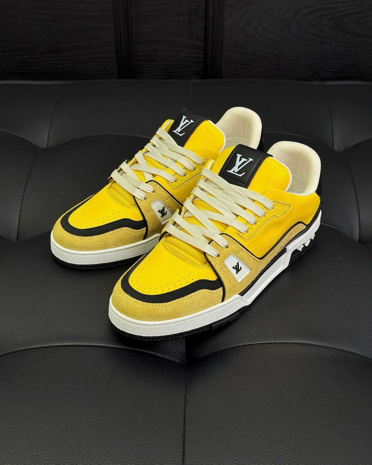 Louis Vuitton LV Trainer Men's And Women's Solid Color Cowhide Leather Round Toe Low Top Lace-up Sneakers Shoes #77891