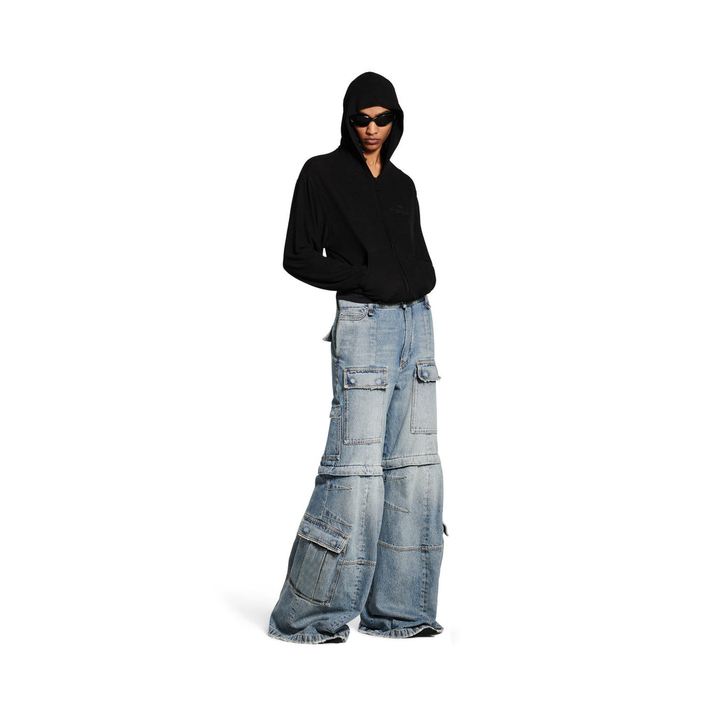 Balenciaga Men's Women's Four Seasons Cotton Solid Color Mid Waist Cargo Flare Trousers Denim Pants Ngvp #1395