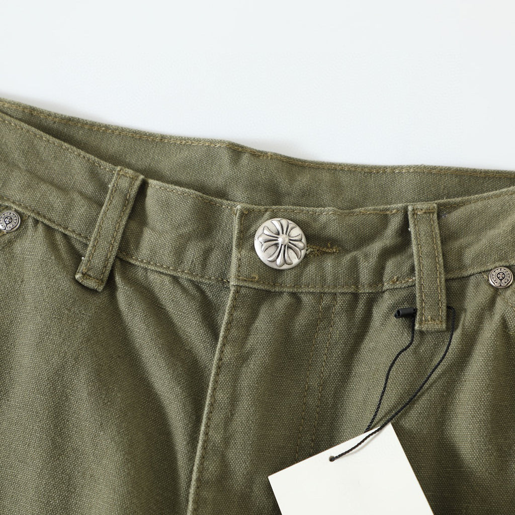 Chrome Hearts Green Denim Printed Casual Pants #22139