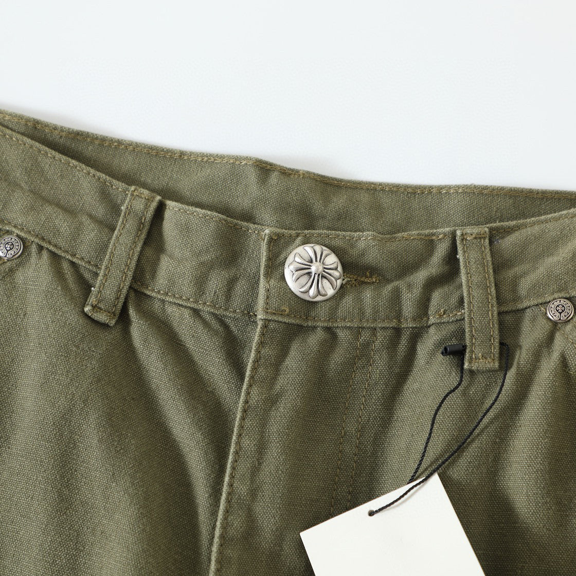 Chrome Hearts Green Denim Printed Casual Pants #22139