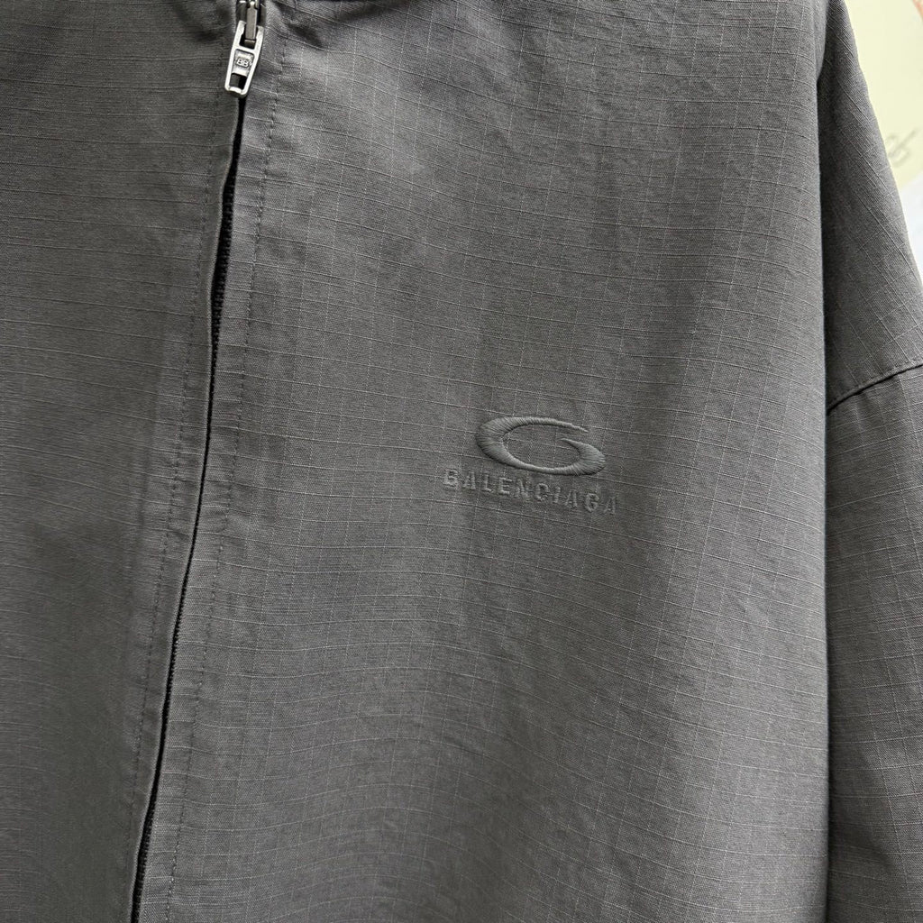 Balenciaga Solid Color Cotton Ripstop Zippered Hooded Long Sleeved Jacket Loose Fit #333080