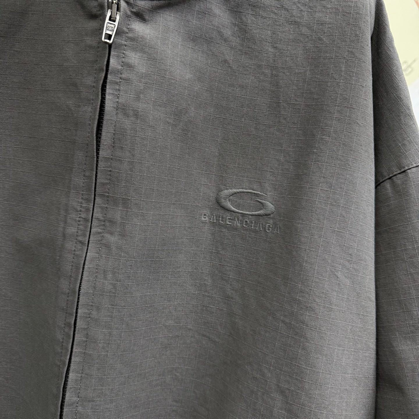 Balenciaga Solid Color Cotton Ripstop Zippered Hooded Long Sleeved Jacket Loose Fit #333080