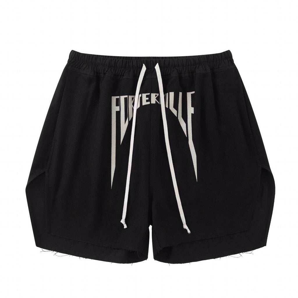 Rick Owens Men's Summer Logo Embroidery Black Washed Casual Cotton Loose Shorts Ngvp #9466