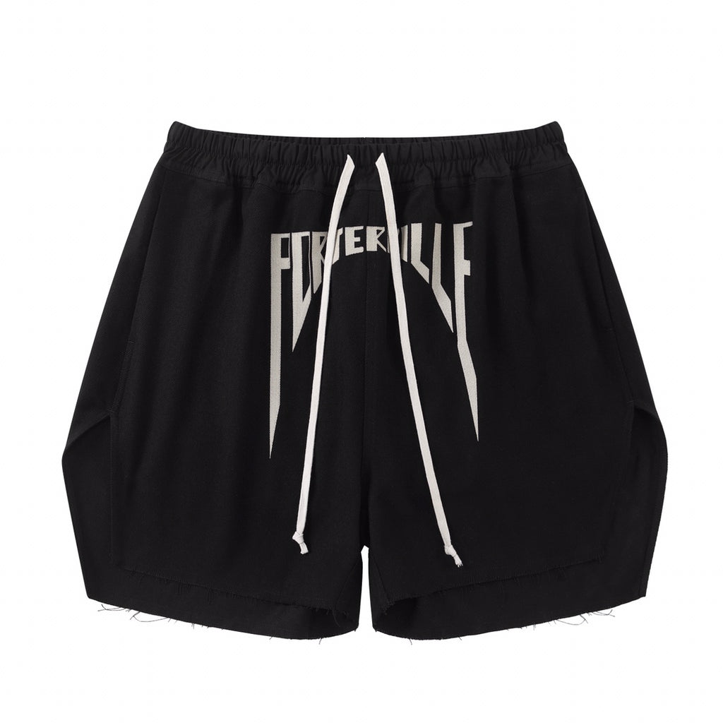 Rick Owens Men's Summer Logo Embroidery Black Washed Casual Cotton Loose Shorts Ngvp #9466