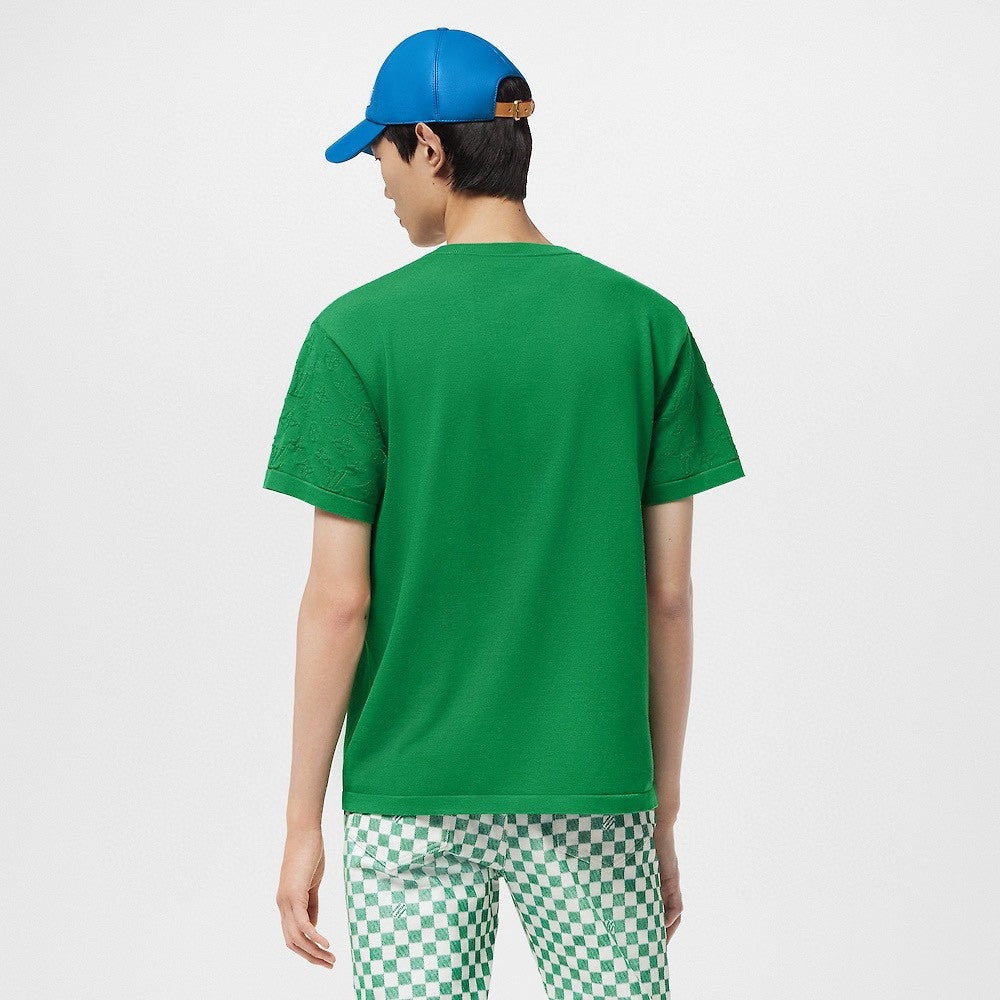 Louis Vuitton Men's Spring And Summer Jacquard Knit Round Neck Short Sleeve Solid Color Senior Casual Loose Cotton T-shirt #98721