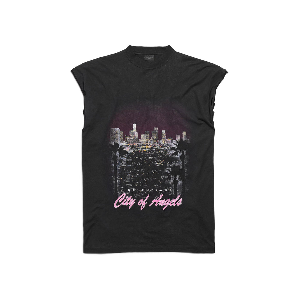 Balenciaga Men's City Printed Sleeveless T-Shirt Spring Summer Fashion Trend High Street Round Neck Straight Top Ngvp #1735
