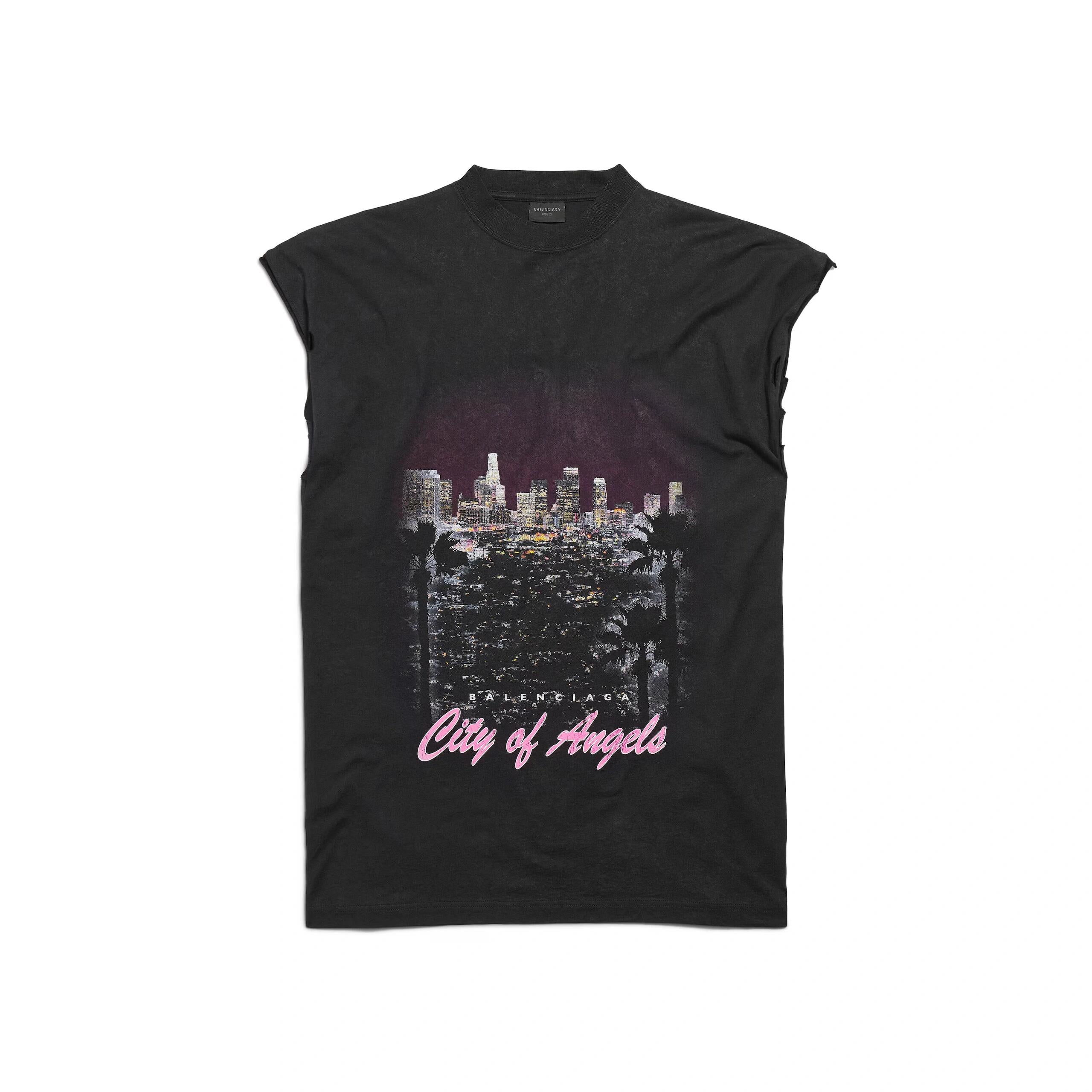 Balenciaga Men's City Printed Sleeveless T-Shirt Spring Summer Fashion Trend High Street Round Neck Straight Top Ngvp #1735