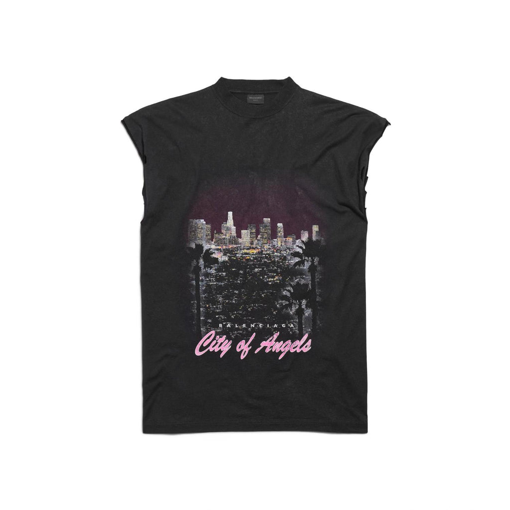Balenciaga Men's City Printed Sleeveless T-Shirt Spring Summer Fashion Trend High Street Round Neck Straight Top Ngvp #1735