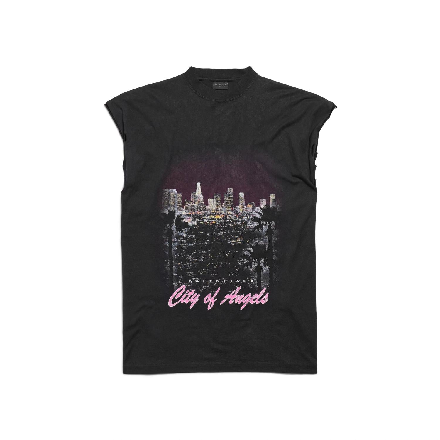 Balenciaga Men's City Printed Sleeveless T-Shirt Spring Summer Fashion Trend High Street Round Neck Straight Top Ngvp #1735