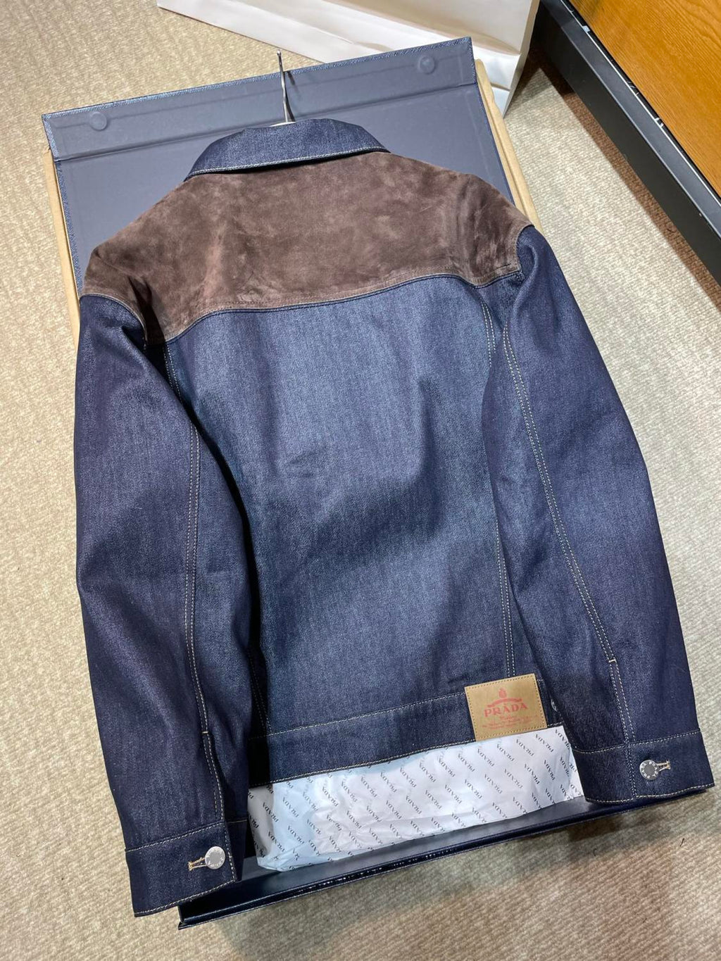 PRADA Navy Denim And Suede Blouson Jacket #334279