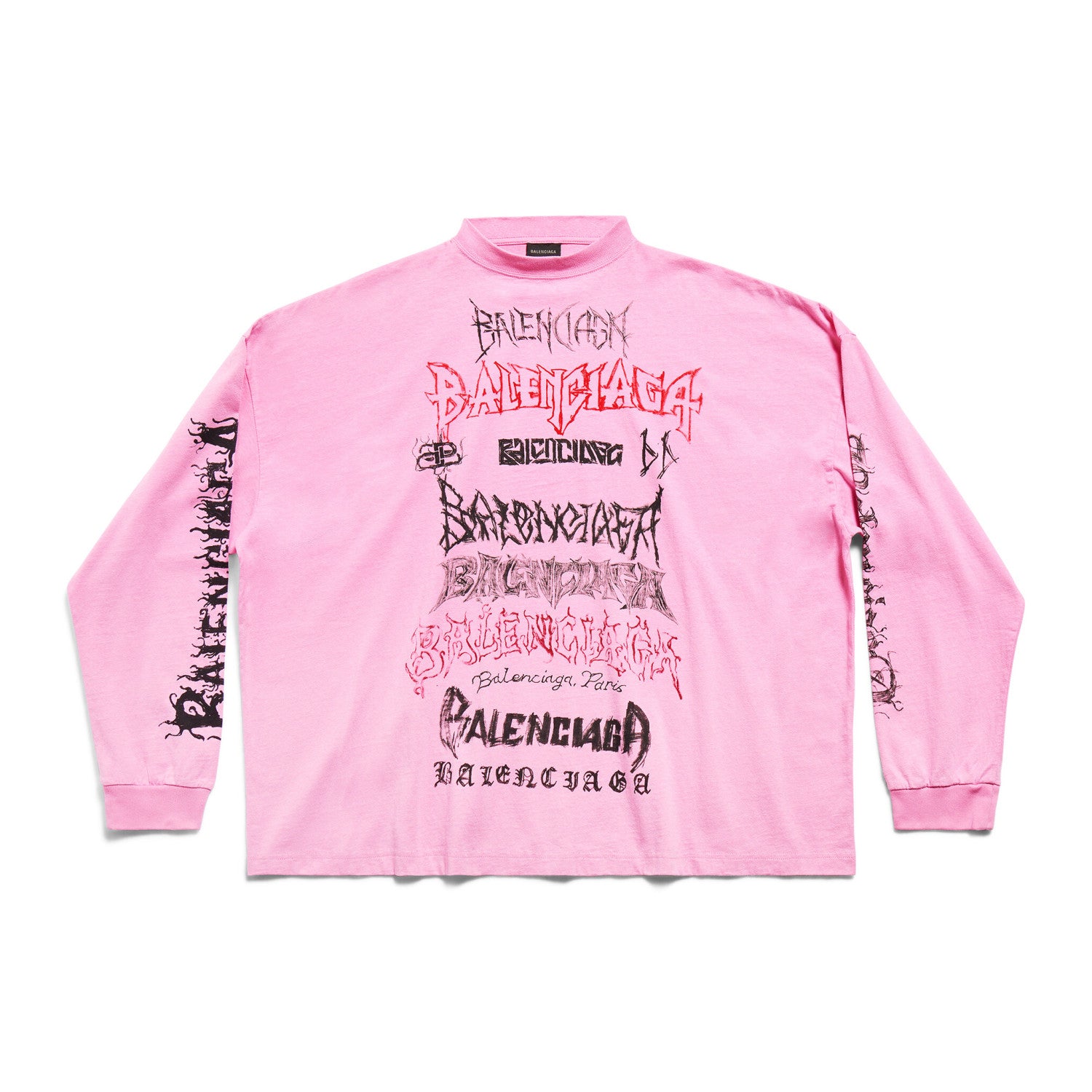 Balenciaga Men's And Women's Spring And Fall Retro Letter Silhouette Plain Knit Fabric Long Sleeve T-shirt Pullover #98139