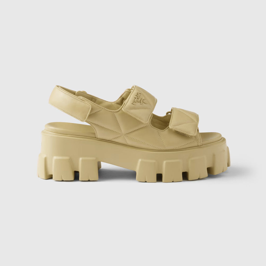 Prada Monolith Nappa Leather Sandals Women's Spring Summer Fashion Casual Solid Colour Sandals Buckle Thick Bottom Shoes #81217