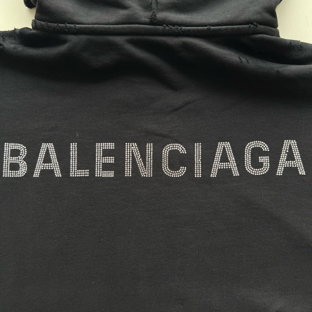 Balenciaga Men's Spring and Autumn Hot Drill Logo Letter Print Black Hooded Sweatshirt #99725