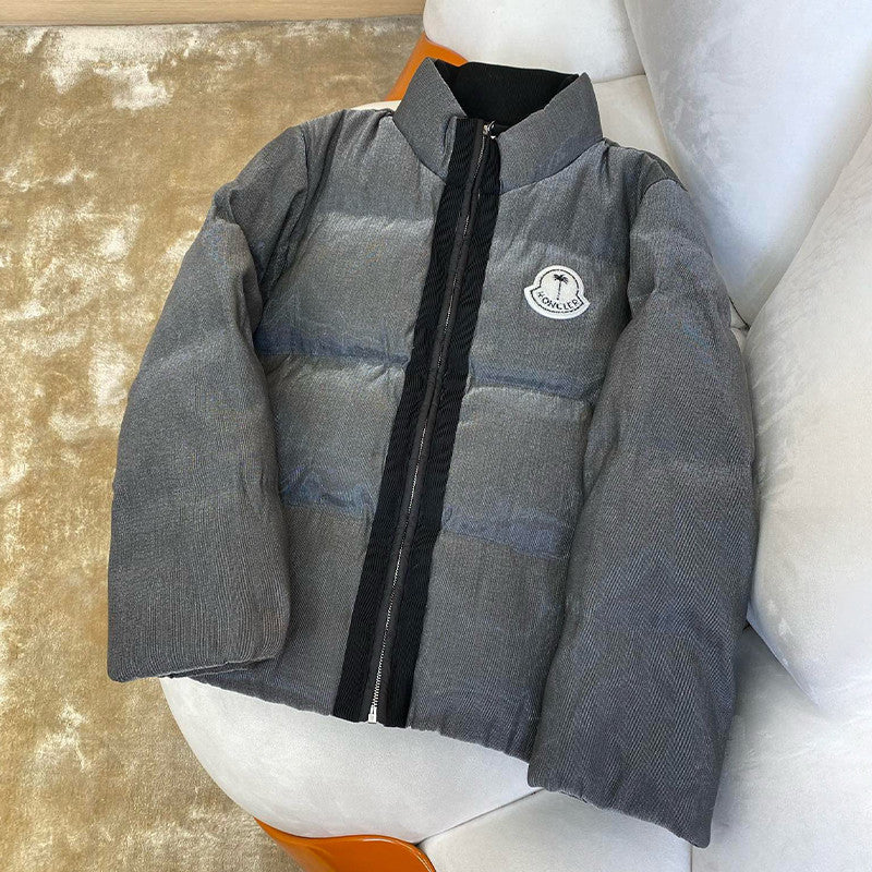 Moncler Men's Women's Solid Color Stand Up Collar Illuminated With Lights Long Sleeve Short Fit Pufferfish Down Jacket #71543