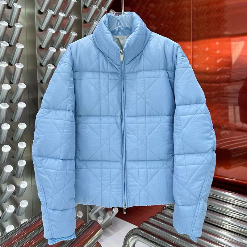 Dior Men's Autumn And Winter Fashion Trend Casual Zipper Stand Up Collar High Street Down Jacket Blue And Black Ngvp #7327