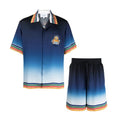 Casablanca Men's Summer Gradient Angel Pattern Printed Single-Breasted Short-Sleeved Shirt and Casual Shorts Set Suit #77744