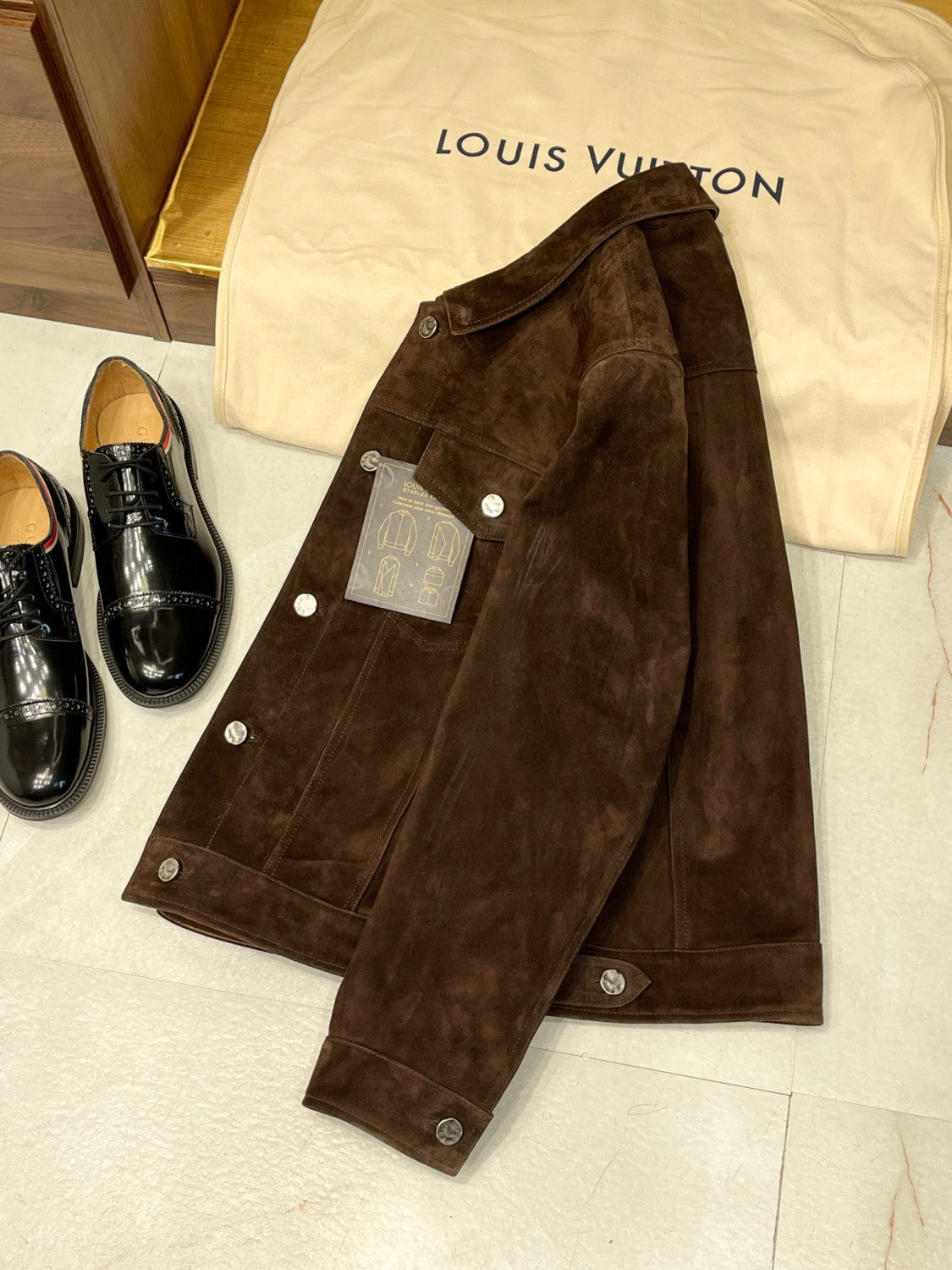 Louis Vuitton Men's Fall/Winter Dark Brown Loose Suede Denim Jacket #96992