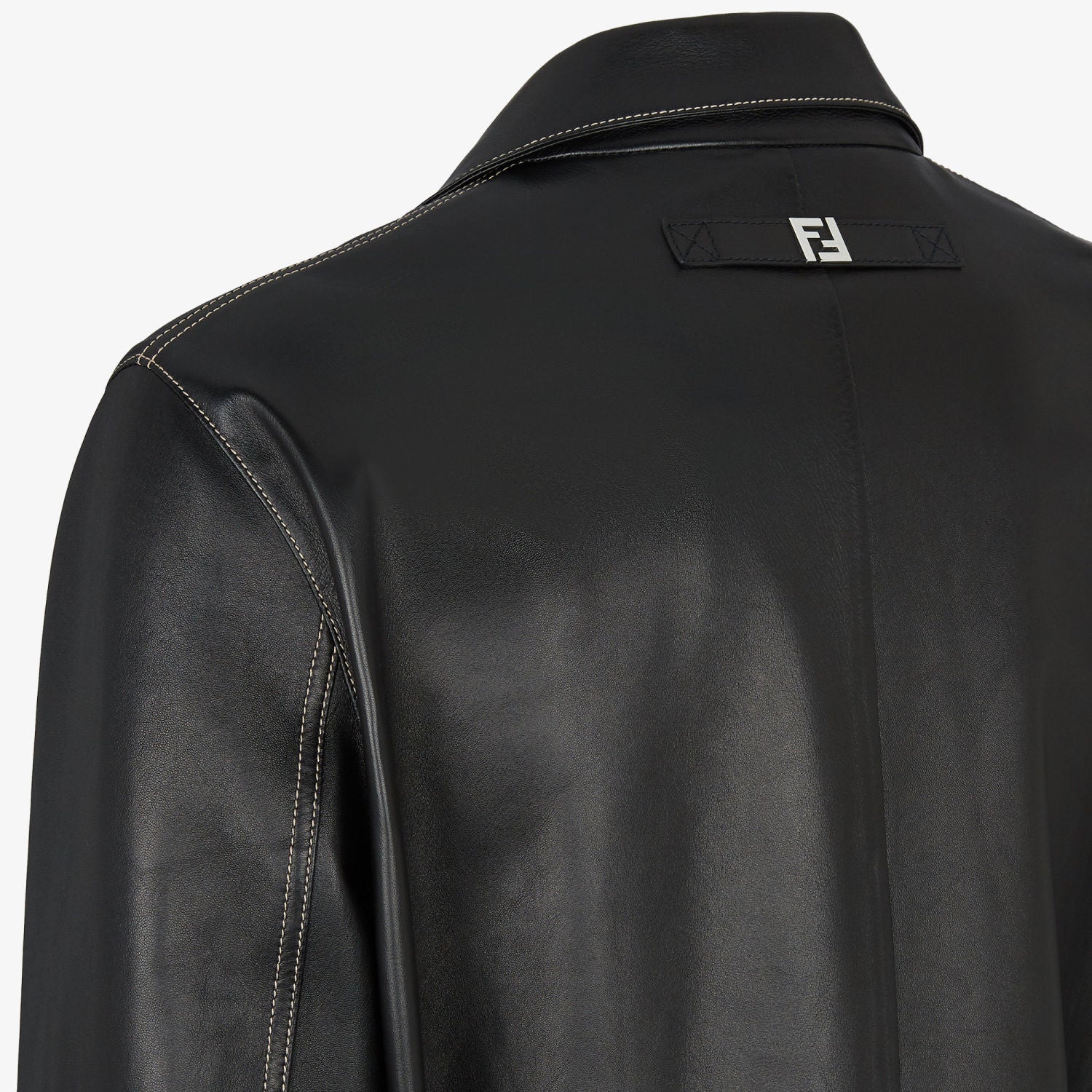 Fendi Men's Fall And Winter Black Long Sheepskin Jacket Fashion Bright Line Retro Single-breasted Luxury Leisure Jacket Coat Ngvp #8948