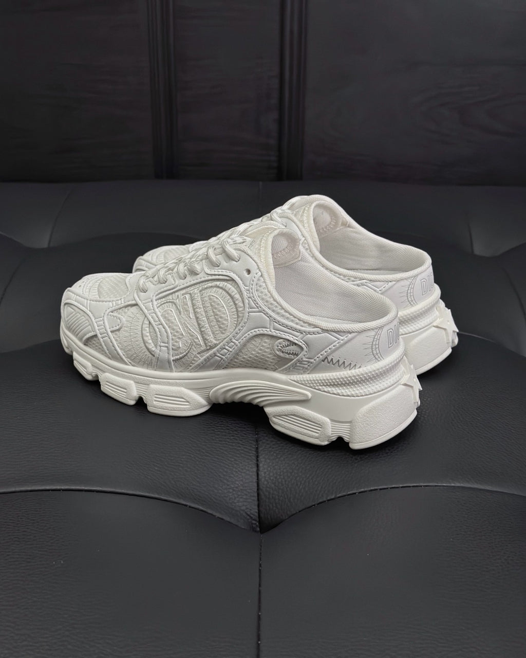 Dior Chrono Women's Spring/autumn Two-tone Mesh Fabric Round Toe Lace-up Slip-on Low-top Shoes Fashion Casual #78135