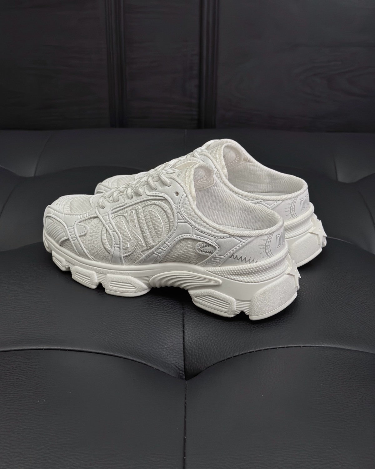 Dior Chrono Women's Spring/autumn Two-tone Mesh Fabric Round Toe Lace-up Slip-on Low-top Shoes Fashion Casual #78135