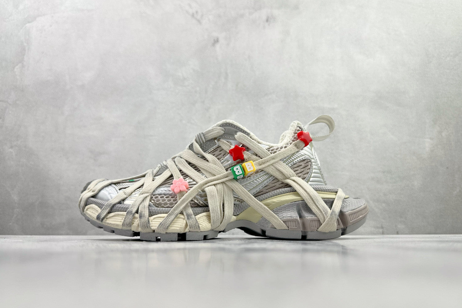 Balenciaga Women's 3xl Extreme Lace Sneaker in Eggshell Multicolor #376551