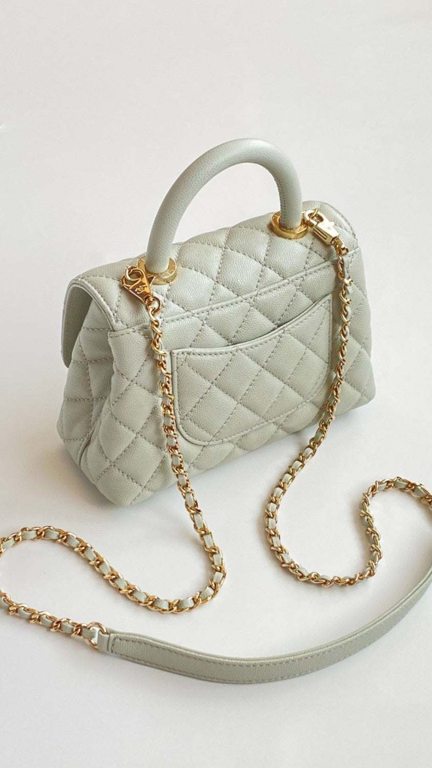 Chanel Women's Classic Leather Handbag Mini Checkered Leather Chain Strap Grained Embossed Calfskin Chain Bag Tote Bag Bags AS2215-B05061-94305 #78692