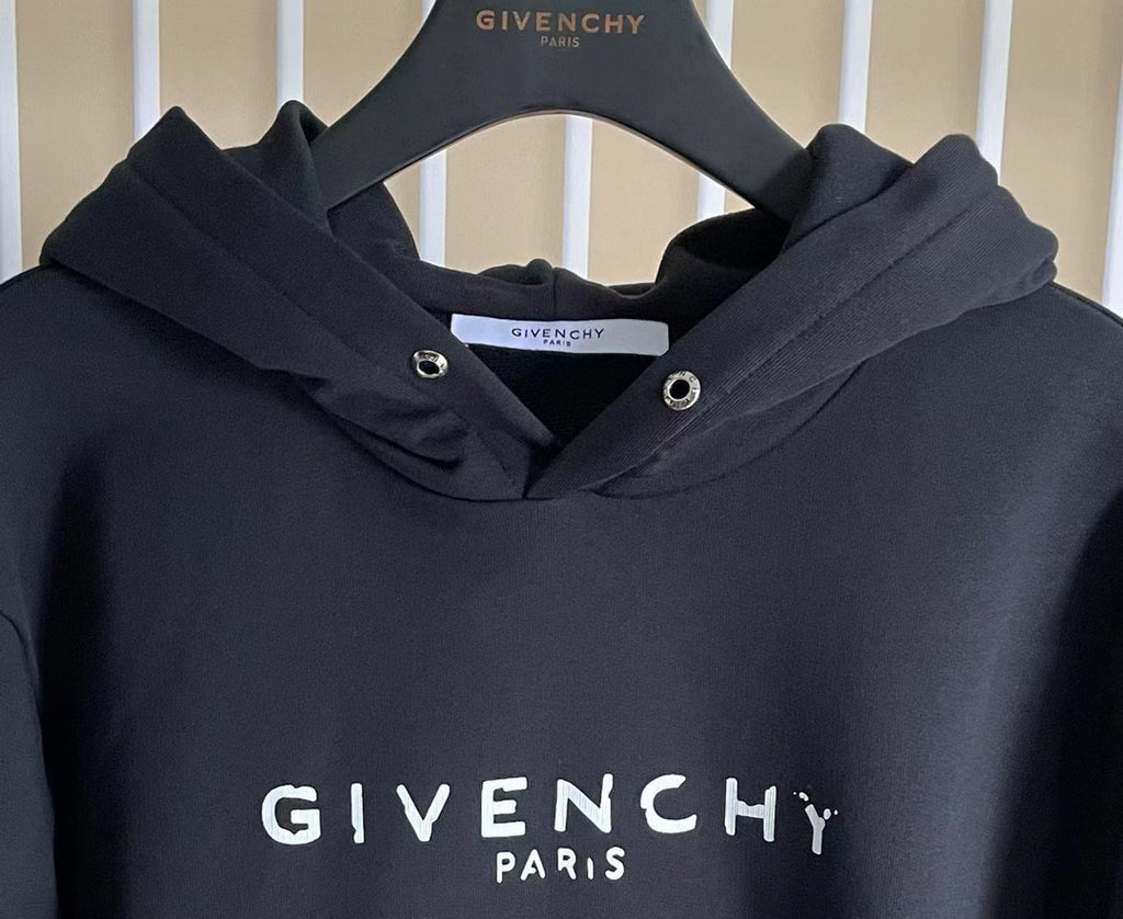 Givenchy Men's Spring Autumn Black Letter Logo Cotton Hooded Sweatshirt Pullover #97736