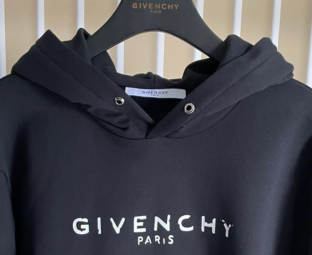 Givenchy Men's Spring Autumn Black Letter Logo Cotton Hooded Sweatshirt Pullover #97736