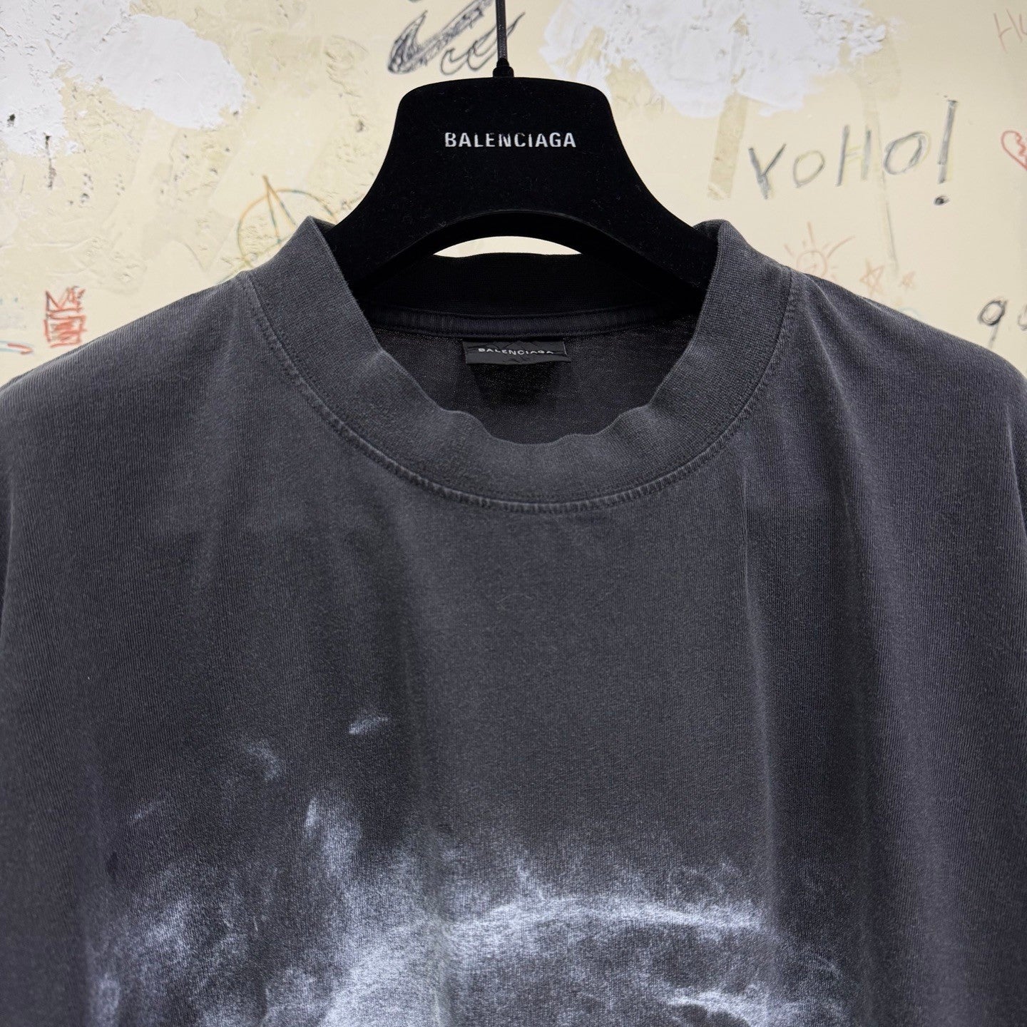 Balenciaga Top-quality Version Washed Crayon Loop T-shirt Medium Fit #336944