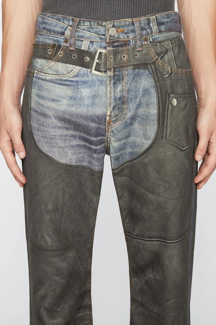 Acne Studios Men's Women's Four Seasons Fashion Solid Color Button Printed Loose Denim Wide Leg Pants Ngvp #8516