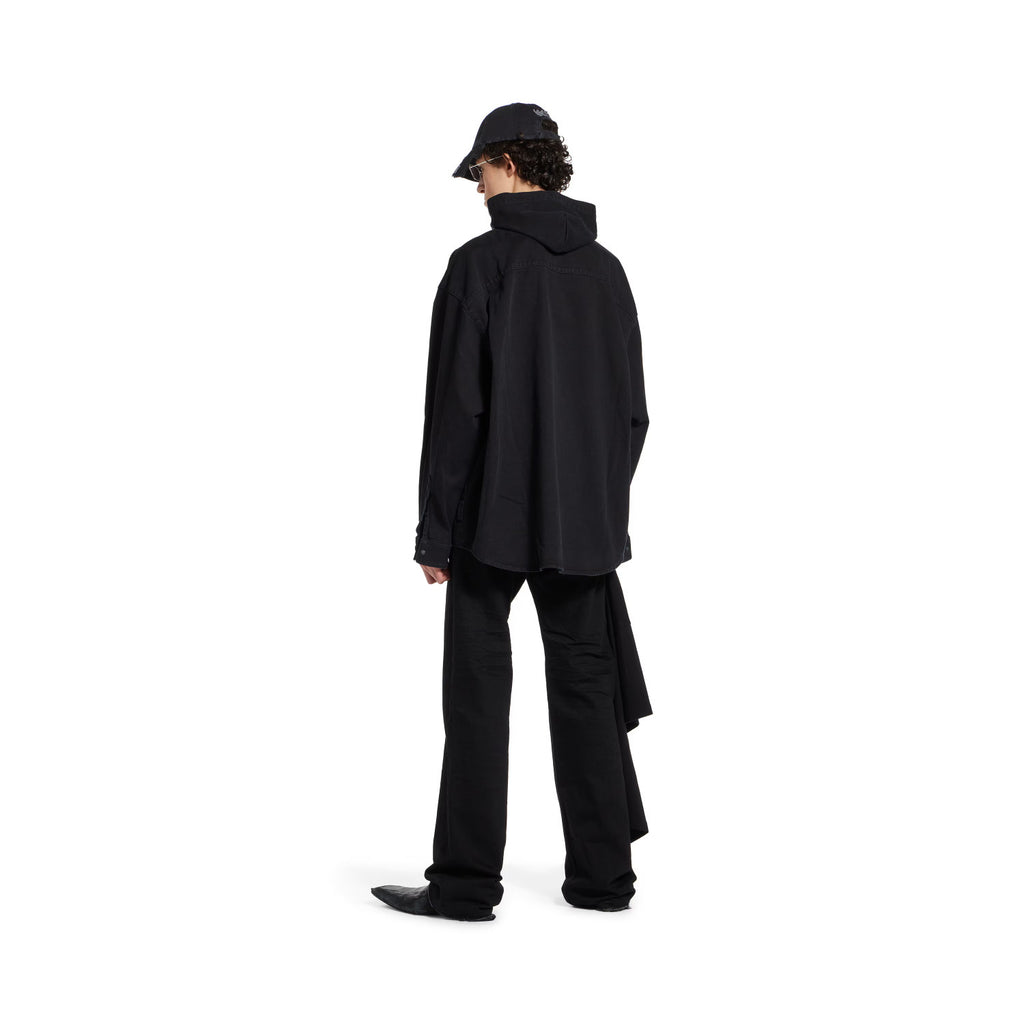 Balenciaga Men's Spring. Summer And Fall Hooded Shirt Papka Lapel Loose Solid Color Denim Jacket Ngvp #1671