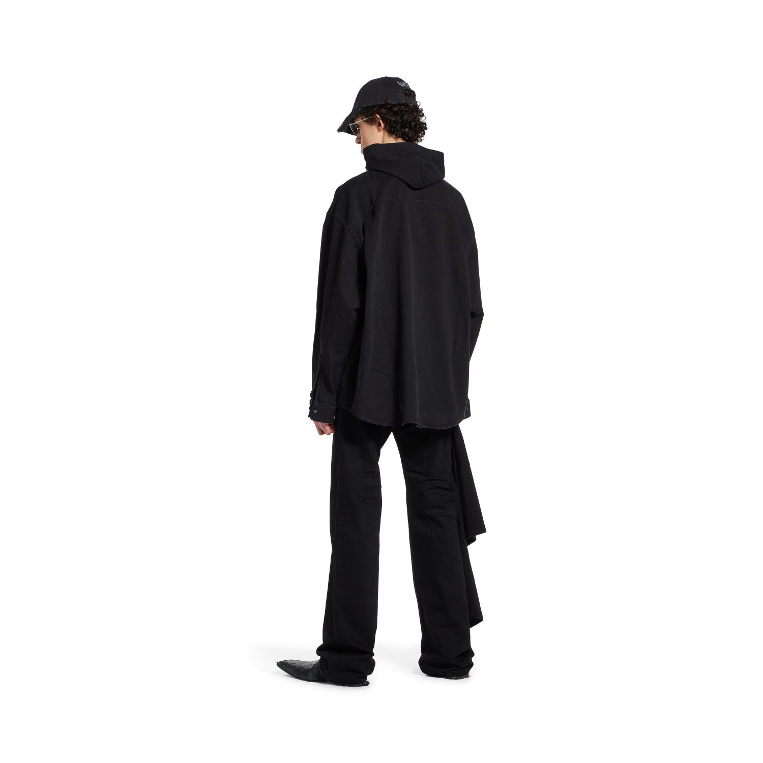 Balenciaga Men's Spring. Summer And Fall Hooded Shirt Papka Lapel Loose Solid Color Denim Jacket Ngvp #1671