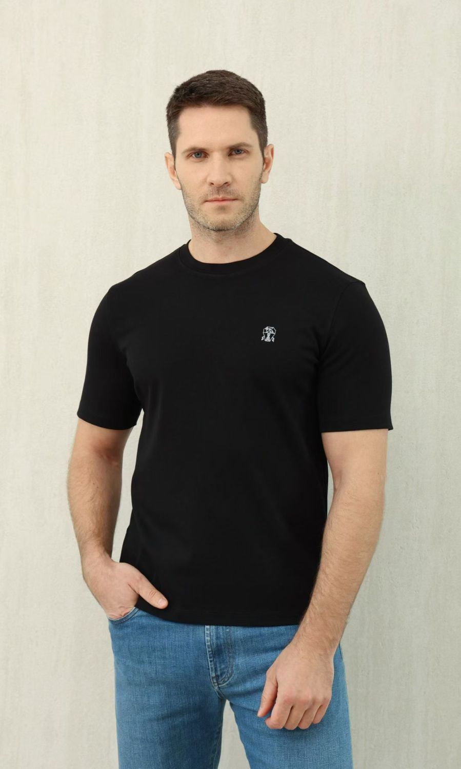 Brunello Cucinelli Cotton Jersey Slim Fit Crew Neck T-shirt With Logo #376925