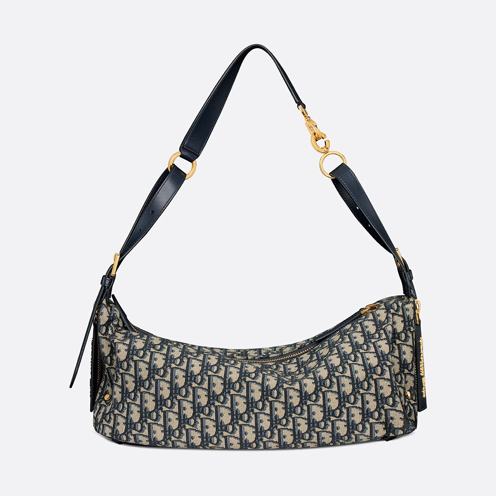 DIOR Medium_D-Journey Bag in Crinkled Calfskin Metallic Gold-Tone Flat Macrocannage #335779
