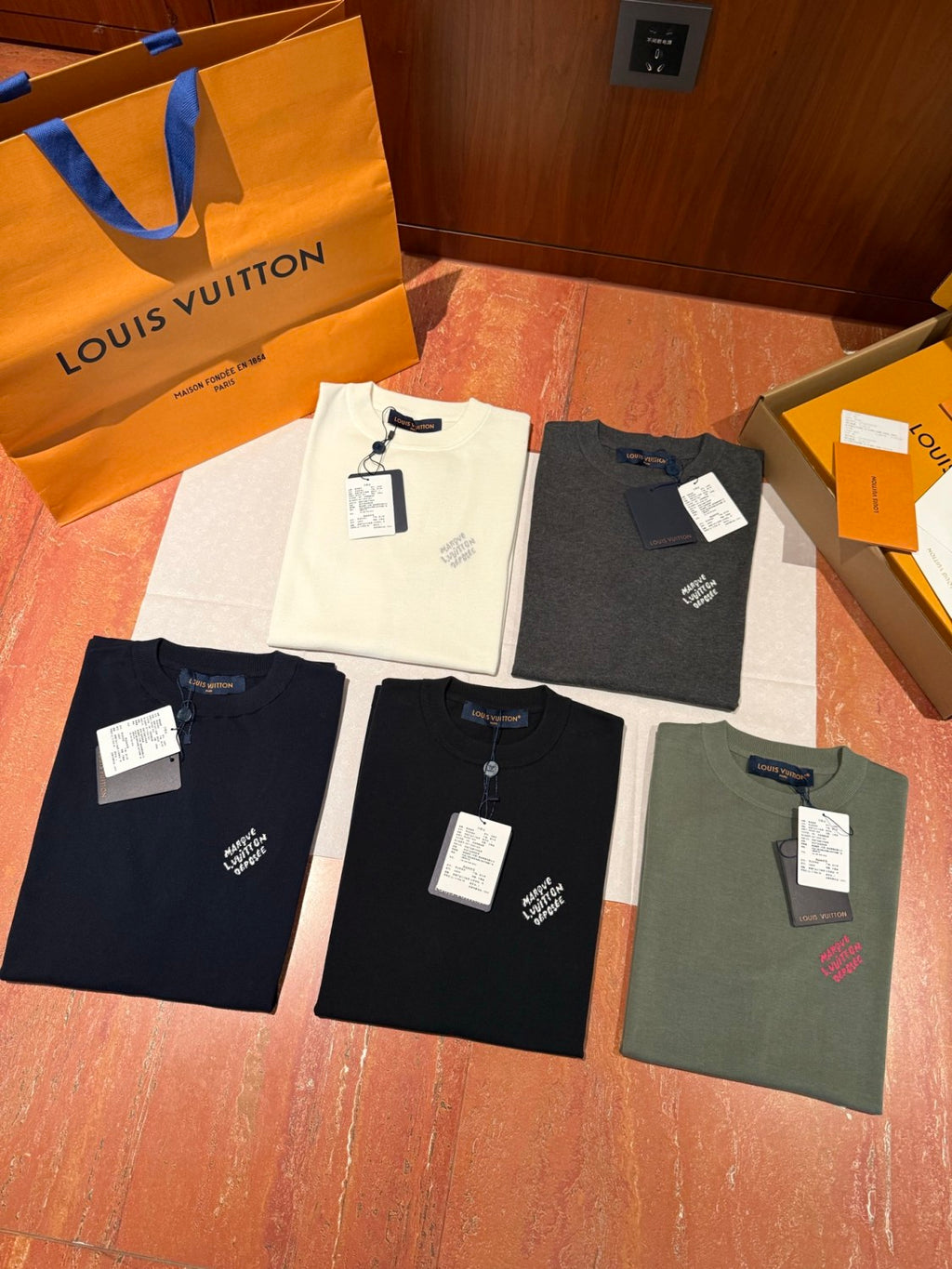 Louis Vuitton Men's Summer Jacquard Pattern Cotton Round Neck Short Sleeve T-Shirt #77654