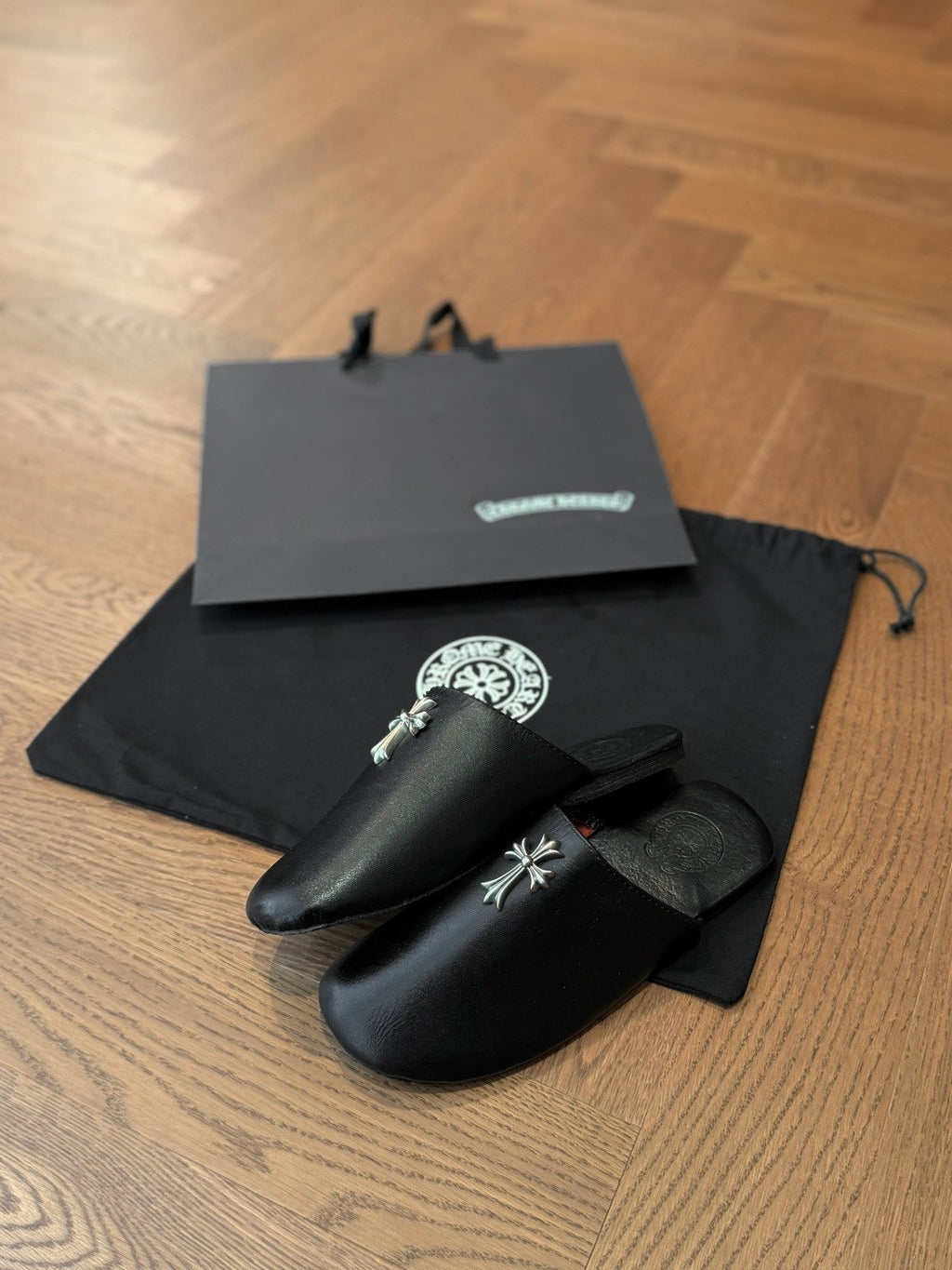 Chrome Hearts Home Mule Leather Slippers #382259