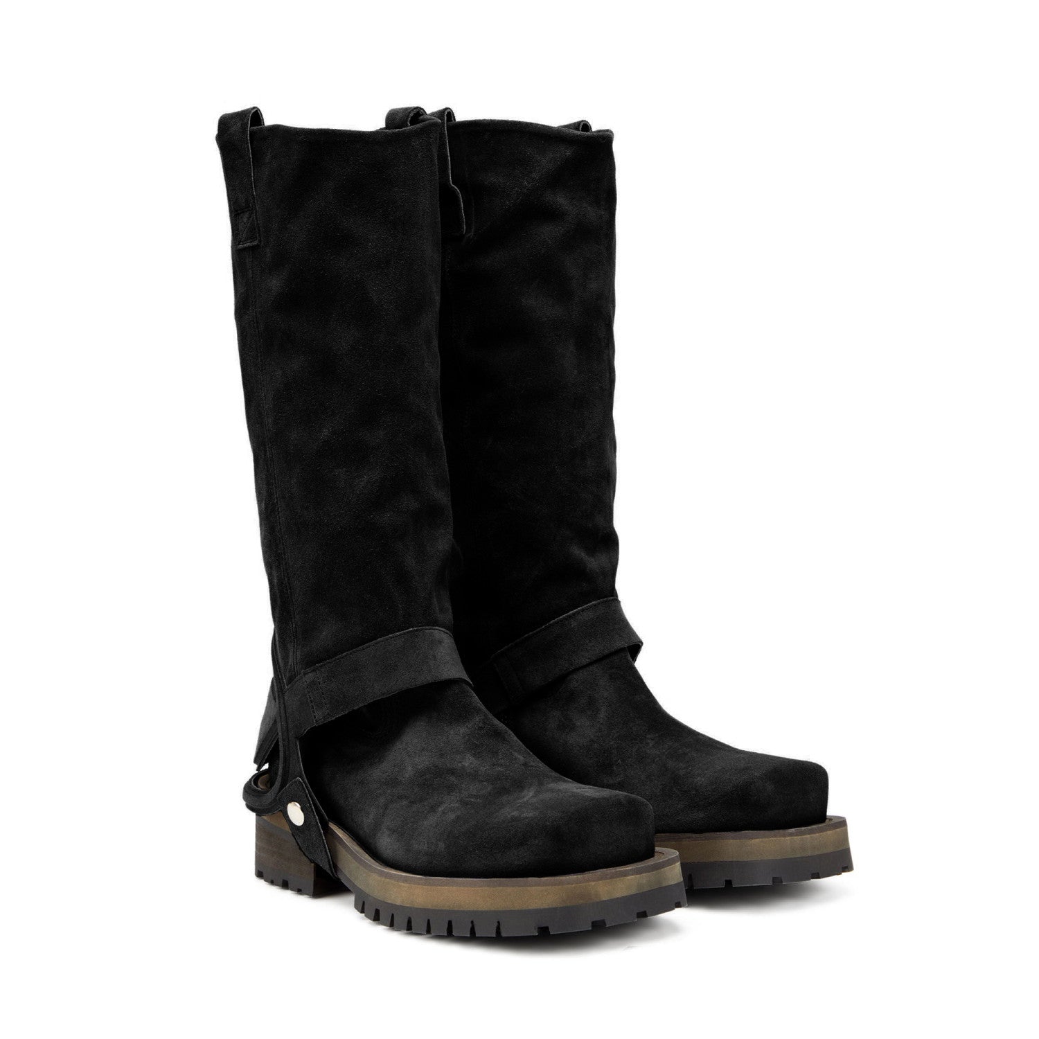Diesel Women's D-Texan High Top Biker Boots Autumn/Winter Square Toe Suede Solid Color Casual Shoes 5cm Heel Ngvp #2139