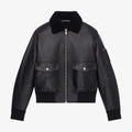 Givenchy Men's Winter Black Lamb Fur Collar Lapel Lambskin Leather Zipper Jacket #98473