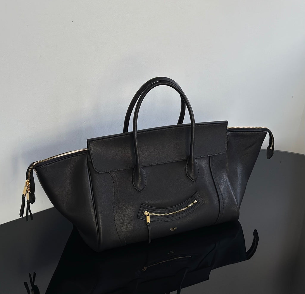Celine Luggage Handbag Smile Zipper Large Tote Bag Shoulder Bag Crossbody Bag Stylish Elegant Casual Brown Black Tote Bag L100e3gw2.28bk #190751