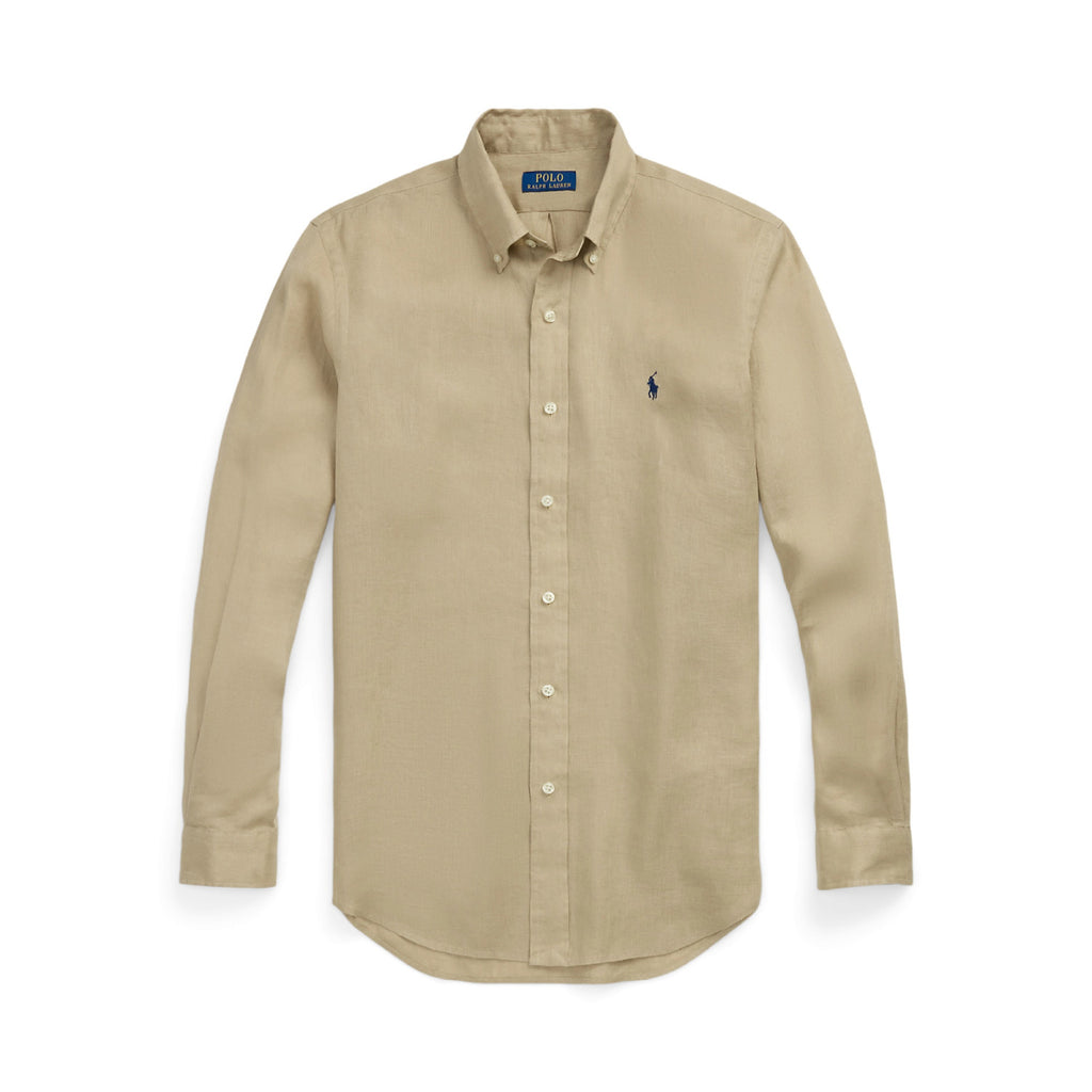 Ralph Lauren Men's Summer Solid Color Linen Fabric Single Breasted Long Sleeved Shirt #77822