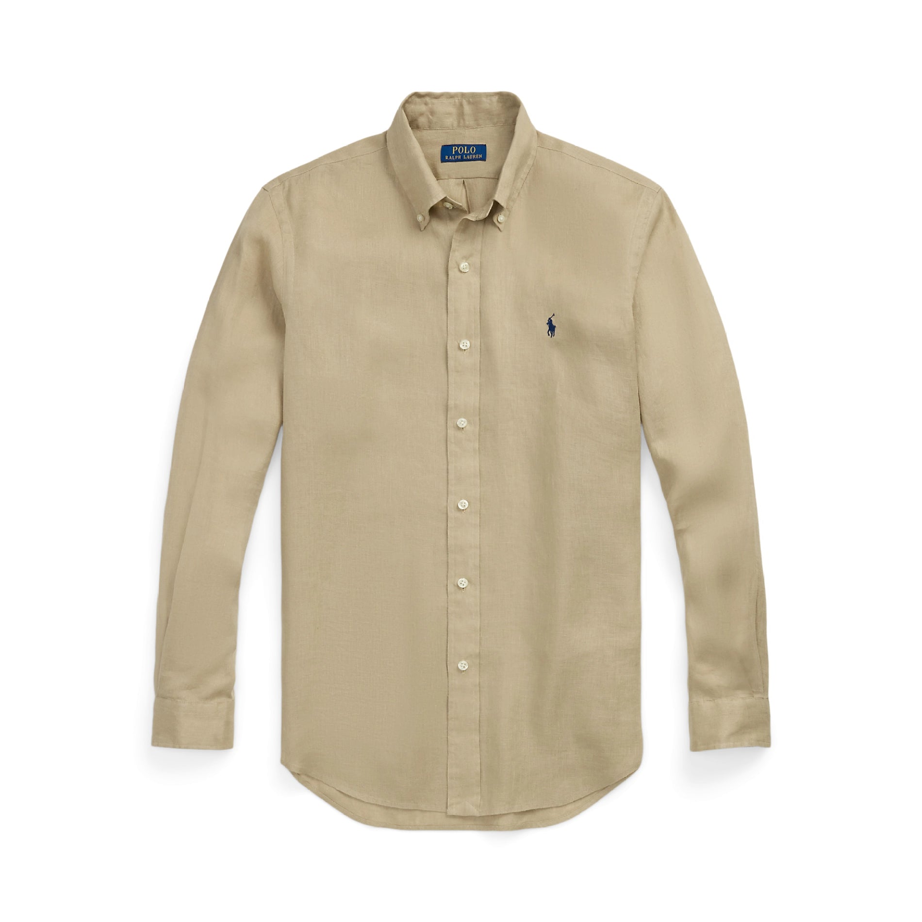Ralph Lauren Men's Summer Solid Color Linen Fabric Single Breasted Long Sleeved Shirt #77822
