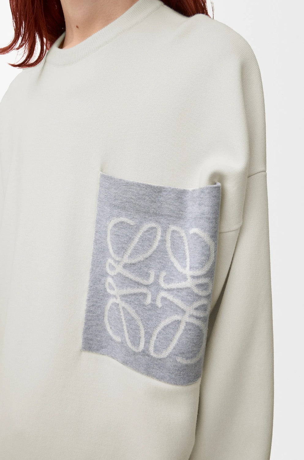 Loewe Men's And Women's Spring/fall Fashion Casual Crewneck Pullover Two Tone Patchwork Logo Knit Sweatshirt #79248